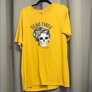 Bella Canvas Yellow 'Dead Tired' Graphic Tee..b3